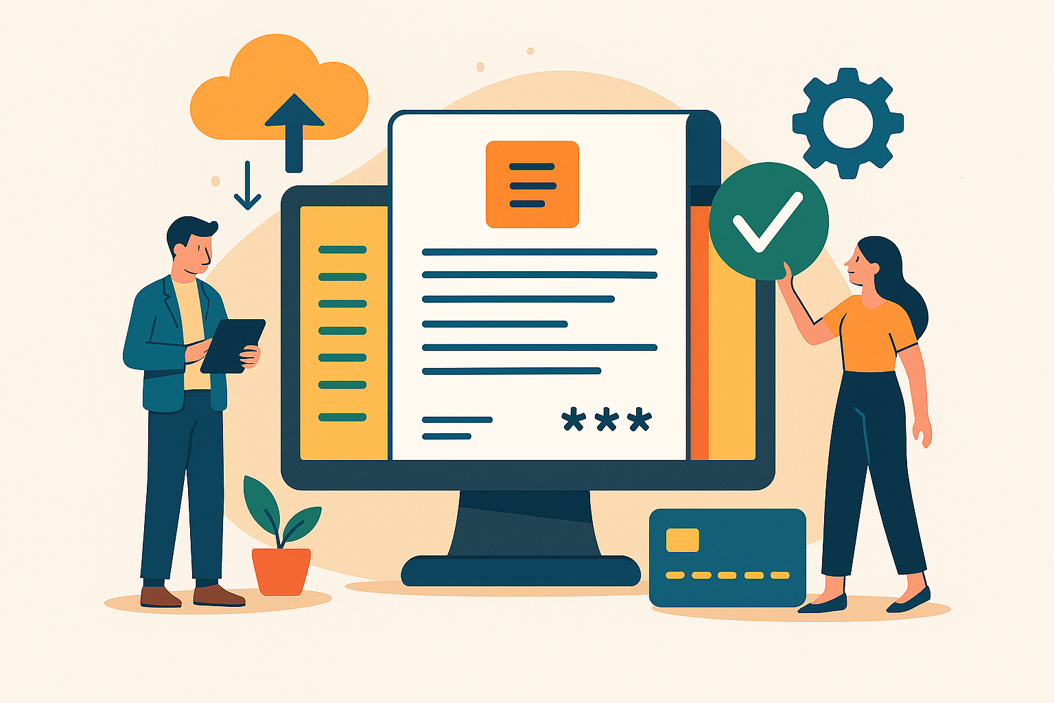 Illustration de la facturation électronique et du stockage sécurisé des documents dans le cloud